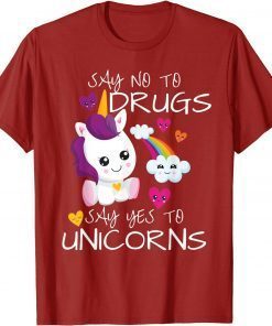 Funny Red Ribbon Week Kids Youth Say No Say Yes To Unicorns T-Shirt