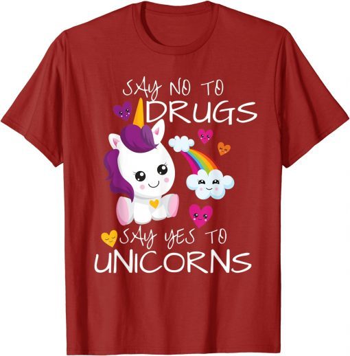 Funny Red Ribbon Week Kids Youth Say No Say Yes To Unicorns T-Shirt