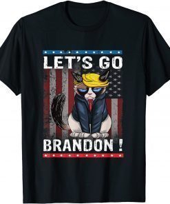 2021 Black Cat Let’s Go Brandon Conservative American Flag T-Shirt