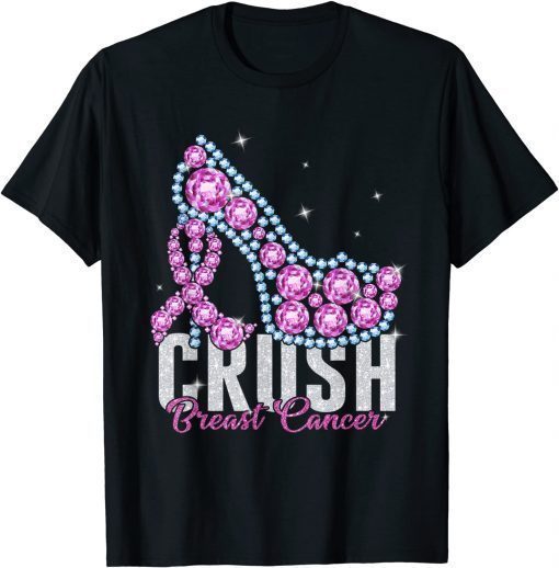 Official Crush Breast Cancer Bling Ribbon T-Shirt