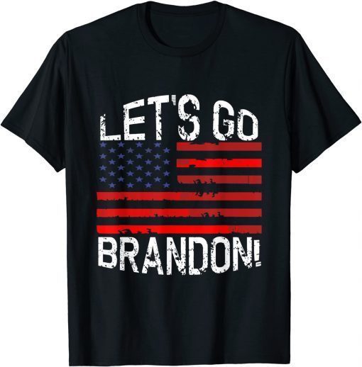 2021 Lets Go Brandon Funny US American Flag Men Women Vintage T-Shirt
