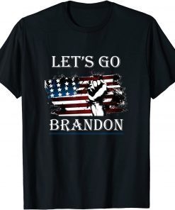 T-Shirt Let's Go Brandon Conservative Anti Liberal US Power Arm Flag