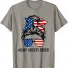 2021 Bare Shelves Biden Women Face Messy Bun Flag T-Shirt