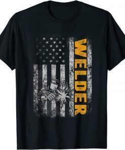 2021 Mens Patriotic Welder For Men Funny Welding American Flag T-Shirt
