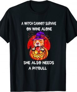 Pitbull Witch Pumpkin Halloween T-Shirt