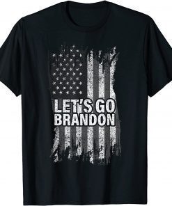 T-Shirt Vintage Lets Go Brandon American Flag Wrong News Anti Biden Political