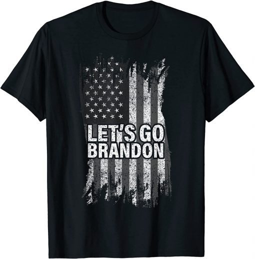 T-Shirt Vintage Lets Go Brandon American Flag Wrong News Anti Biden Political