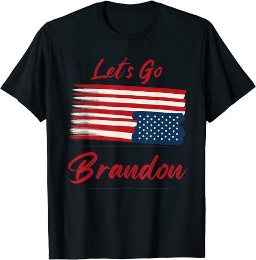 T-Shirt Let's Go Brandon Tee Conservative Anti Liberal US Flag