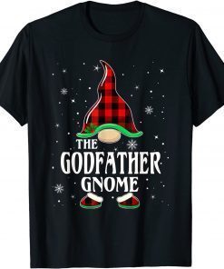 Official Godfather Gnome Buffalo Plaid Matching Family Christmas T-Shirt