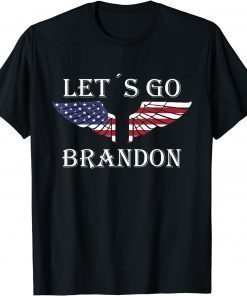 Let´s Go Brandon American Flag US Angel Wings T-Shirt