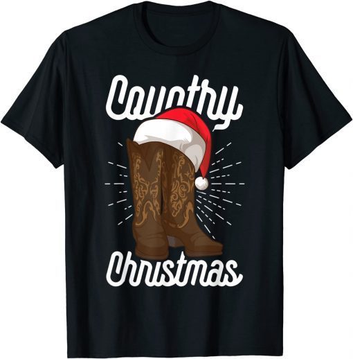 2021 Country Christmas Cowboy Boots Country Music Christmas T-Shirt