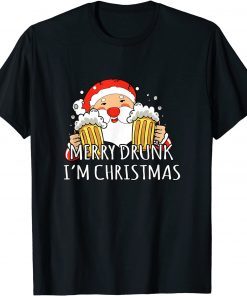 Merry Drunk I'm Christmas Santa Claus Beer Unisex Tee Shirt