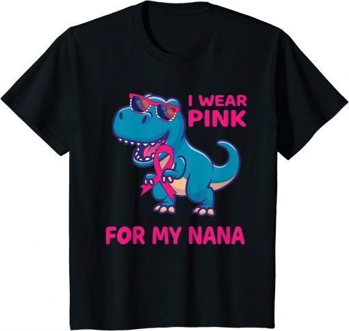 2021 Kids Pink Ribbon T-Rex Grandma Breast Cancer Awareness Toddlers Unisex T-Shirt