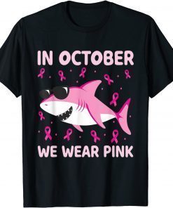 2021 Shark In October We Wear Pink Breast Cancer Kids Boy Toddler T-Shirt