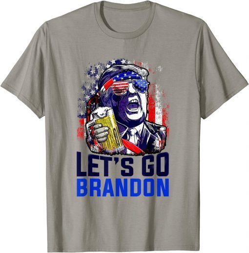 Funny Trump Drinking Beer Let's Go Brandon Conservative T-Shirt