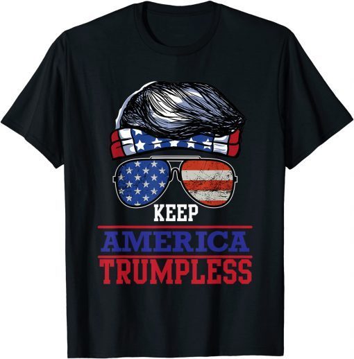 T-Shirt American Flag Sunglasses KEEP AMERICA TRUMPLESS 2021