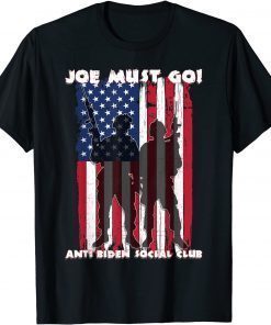 Joe Must Go! Anti Biden Social Club USA Flag Retro Vintage Gift Tee Shirt