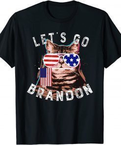 Vintage Cat US Flag Let's go Brandon T-Shirt