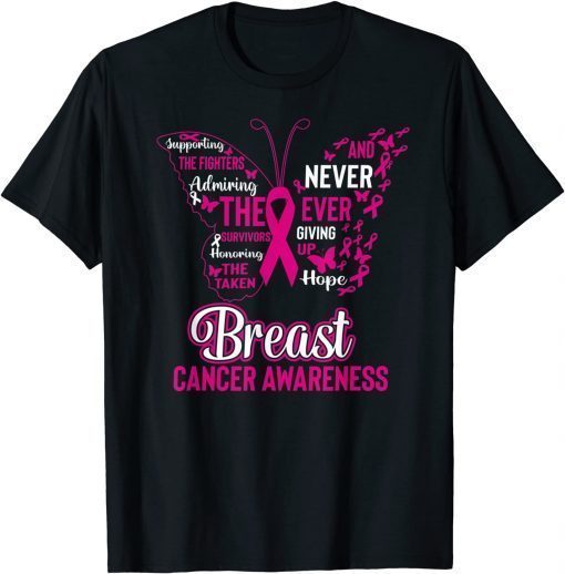 Breast Cancer Awareness Butterfly Pink Ribbon Hope T-Shirt