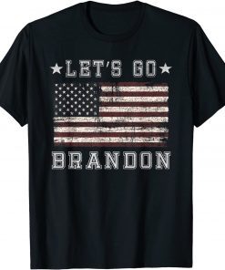Let's Go Brandon Biden Chant Grunge Distressed American Flag T-Shirt