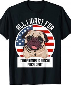 Christmas Dog Anti Joe Biden Vintage American Flag Unisex T-Shirt