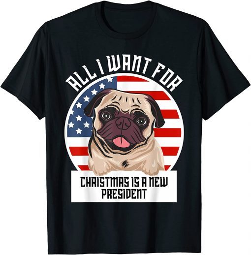 Christmas Dog Anti Joe Biden Vintage American Flag Unisex T-Shirt