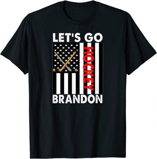 T-Shirt Let's Go Hockey Funny Anti Biden American Flag