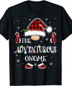 Adventurous Gnome Buffalo Plaid Matching Family Xmas Pajama T-Shirt