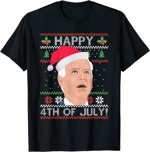 Santa Joe Biden Happy 4th of July Ugly Christmas Sweater Gift TShirt