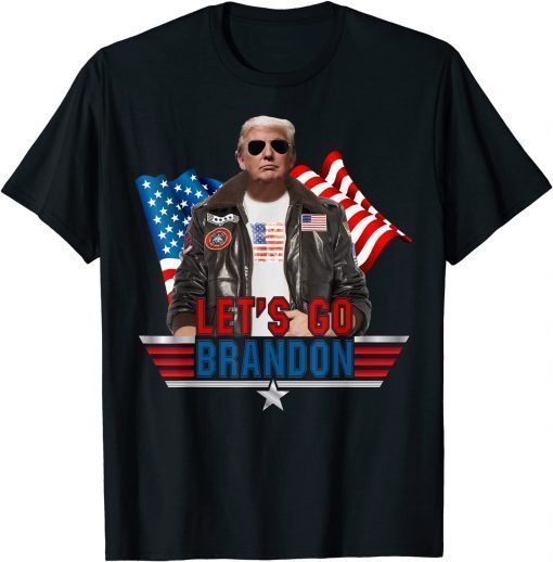 2021 Lets Go Brandon Trump And America Flag Anti Biden Vintage T-Shirt