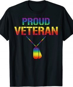 2021 Proud Veteran LGBT-Q Gay Pride Army Dog Tag Military Soldier T-Shirt