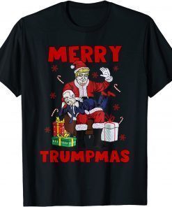 Funny Santa Trump Spanking Joe Biden Fun Naughty Joe Christmas T-Shirt