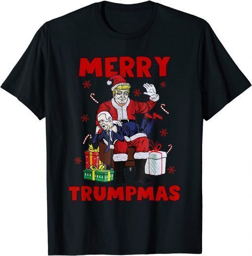 Funny Santa Trump Spanking Joe Biden Fun Naughty Joe Christmas T-Shirt