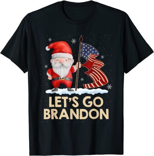 T-Shirt Lets Go Brandon Christmas Santa US Flag Joe Biden Xmas 2022