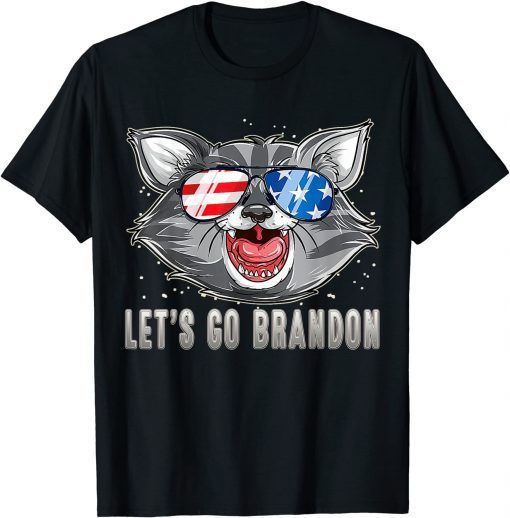 T-Shirt Let's Go Brandon Cat American Flag Conservative