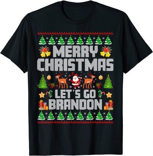 Official Merry Christmas Let's go Branson Brandon Ugly Sweater Style T-Shirt