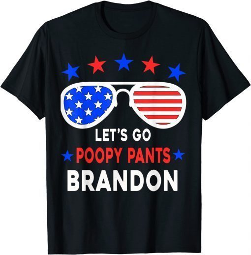 2021 Let's Go Poopy Pants Brandon Tee USA Flag Funny Anti Biden Shirts