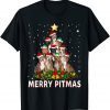 2021 Merry Pitmas Pitbull Dog Ugly Christmas Sweater Tree Dogs T-Shirt