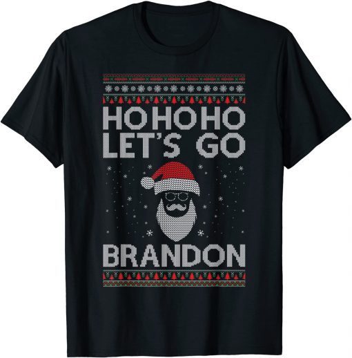 Official Ho Ho Ho Let's Go Brandon, Funny Ugly Christmas T-Shirt