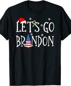 Merry Christmas Let's Go Brandon US Flag Three Pine Trees Funny T-Shirt
