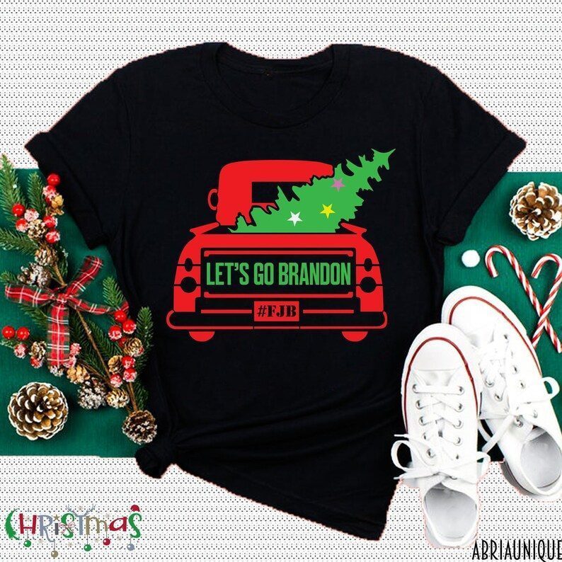 Shirt Red Truck With Christmas Tree Lets Go Brandon Gift