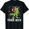 Christmas Dinosaur Tree Rex Pajamas Santa Men Boys Xmas Gift TShirt