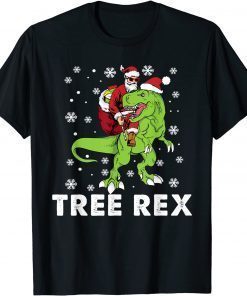 Christmas Dinosaur Tree Rex Pajamas Santa Men Boys Xmas Gift TShirt