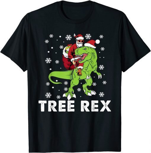 Christmas Dinosaur Tree Rex Pajamas Santa Men Boys Xmas Gift TShirt