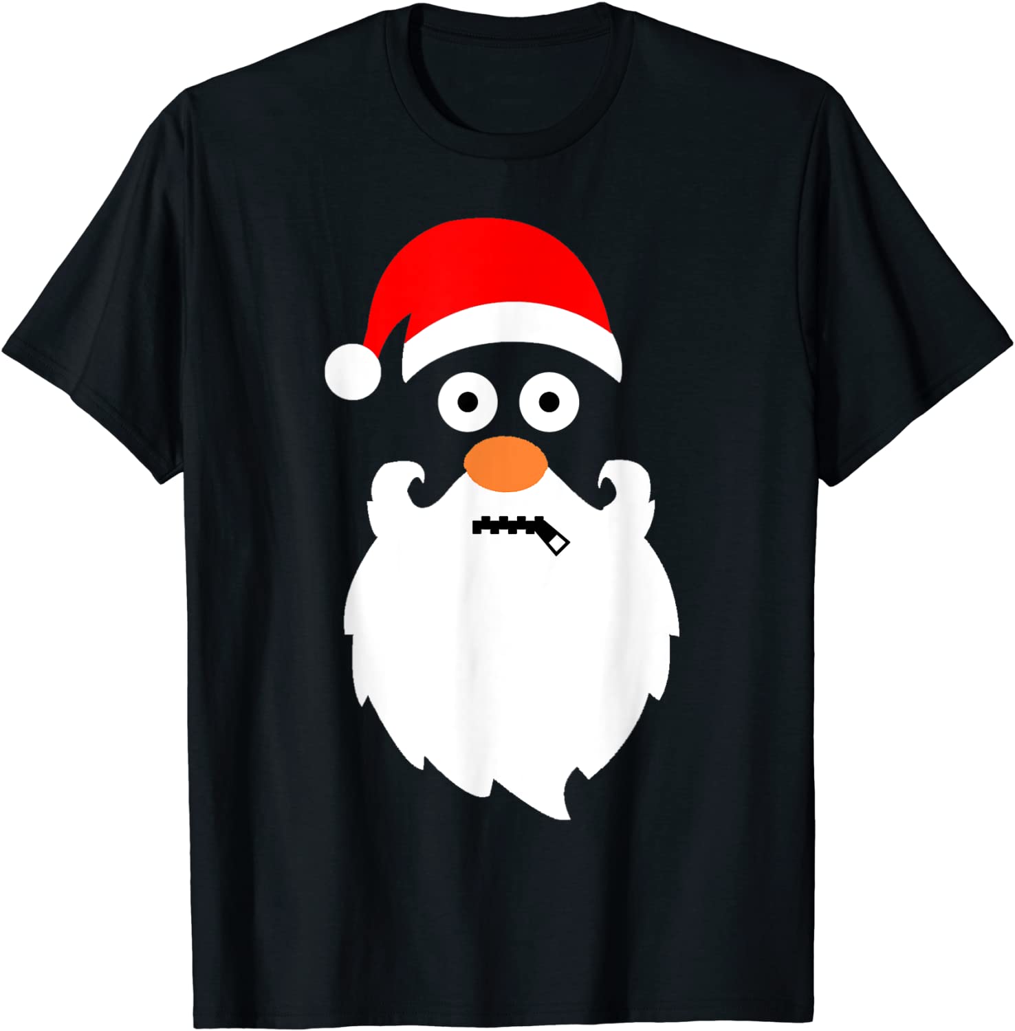 Classic Zipper Mouth Santa Claus Big Head Funny Christmas Shirts