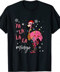 Christmas Flamingo Santa Hat Xmas Lights Flamingo Loves Gift T-Shirt