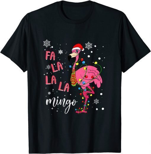 Christmas Flamingo Santa Hat Xmas Lights Flamingo Loves Gift T-Shirt