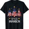 Merry Christmas Let's Go Brandon US Flag Three Pine Trees Unisex T-Shirt