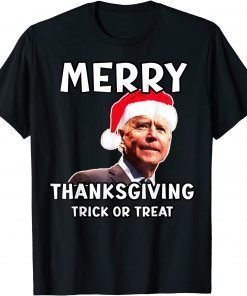 Funny Joe Biden Santa Hat Merry Thanksgiving Christmas T-Shirt