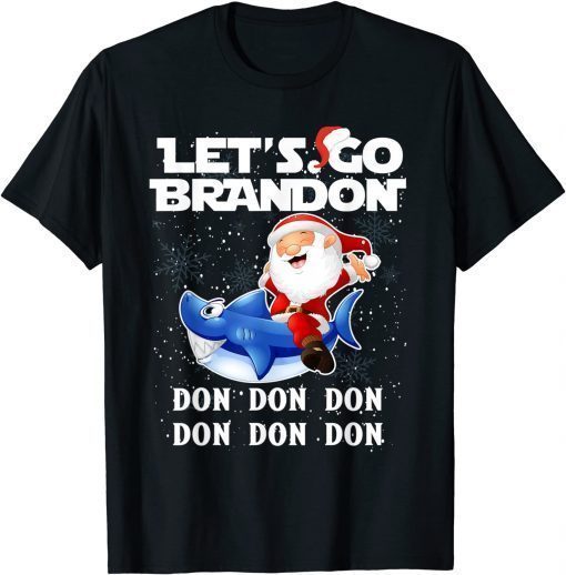 Official Let's Go Braden Brandon SantaShark Merry Christmas T-Shirt